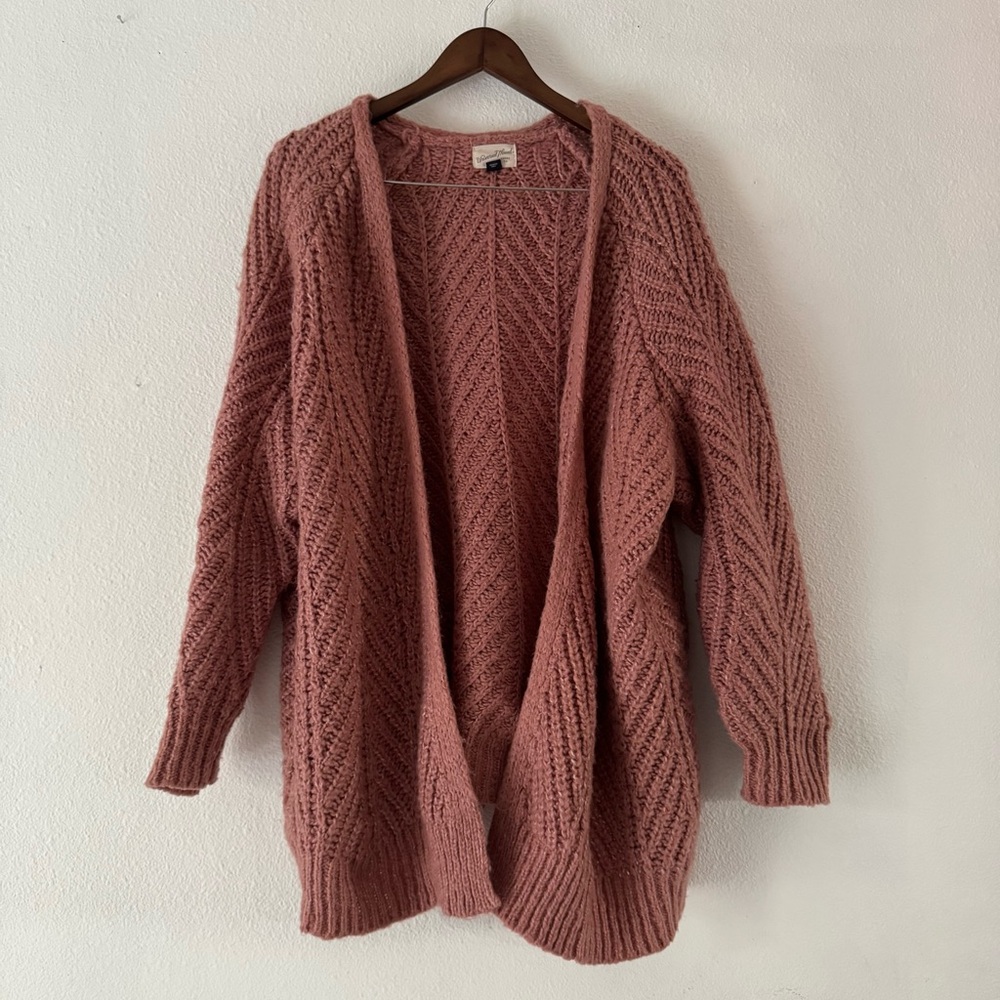Cozy Boho Chunky Cable Knit Cardigan Rose Pink Open Front XXL Universal Thread - Picture 10 of 11